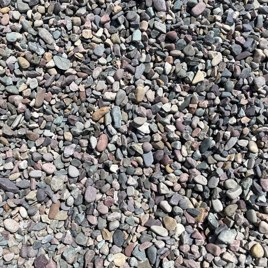 3/4" rock overhead view of landscape material.