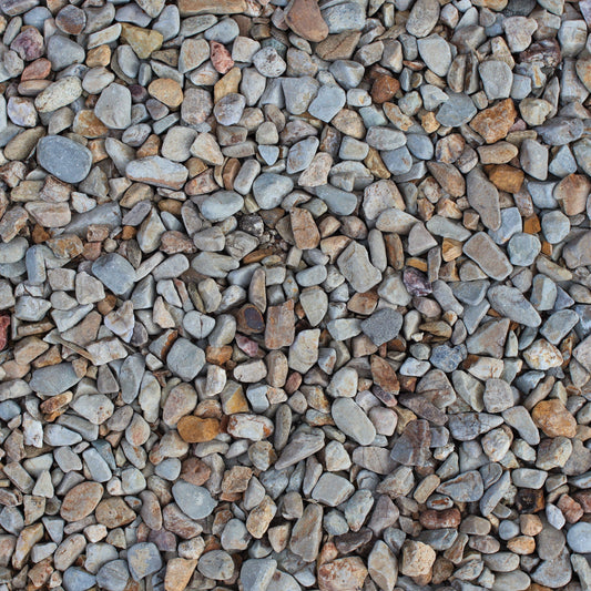 Overhead view of 3/4 inch Lolo rock gravel