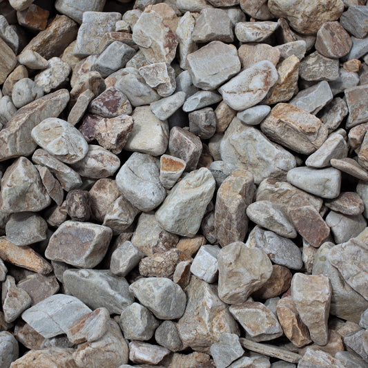 Overhead view of tan colored Lolo rock landscape material delivery available in Missoula.