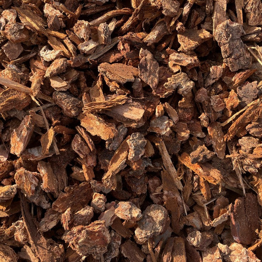 Overhead view of Medium Bark Mulch chips a landscape material available for delivery from Missoula Dirt Delivery