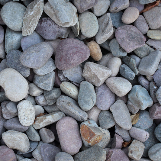 3 inch round river rock gravel overhead view.